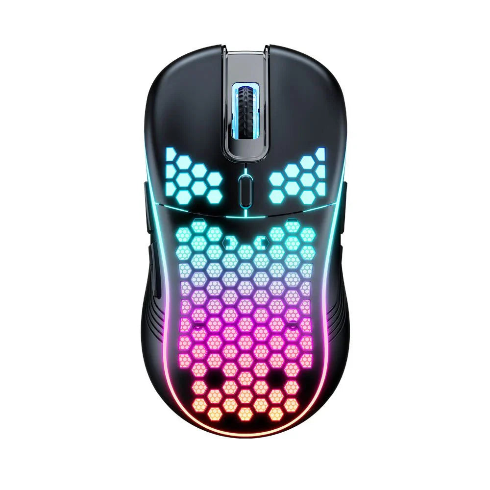 ماوس ألعاب كمبيوتر لاسلكي SA-1 ثنائي الوضع Honeycomb Shell RGB بتقنية البلوتوث